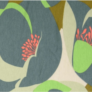 Viscose tricot met bloemprint groen € 10,00 p/m