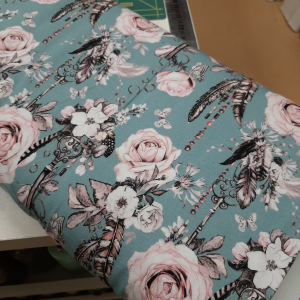 Katoenen tricot Romantice rose blauw €8,00 per 50cm