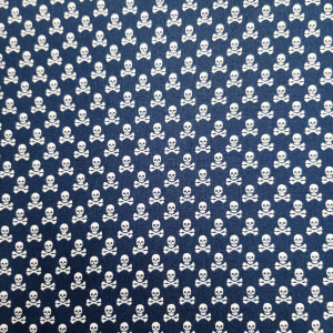 Katoen met skull mini blauw €4,00 per 0,50 meter