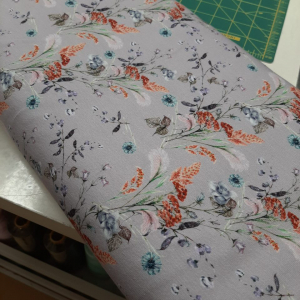 katoenen tricot flowers purple