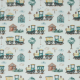 katoen 100% Digitale Poplin print Trains