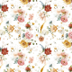 Poplin katoen digitaal flowers op wit