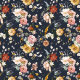 Poplin katoen digitaal flowers op blauw