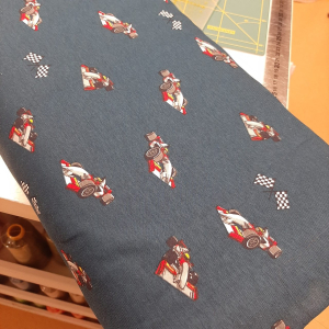 Katoenen tricot Race cars petrol