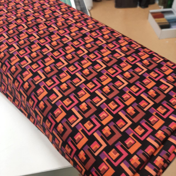 Polyester stretch cubes oranje/cyclaam