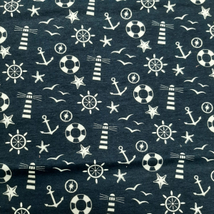 B36 coupon 90cm x 150cm katoenen tricot maritiem donker blauw