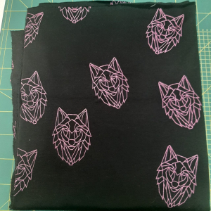M 27 coupon 85cm x 160cm katoenen gebrushde french terry zwart wolf