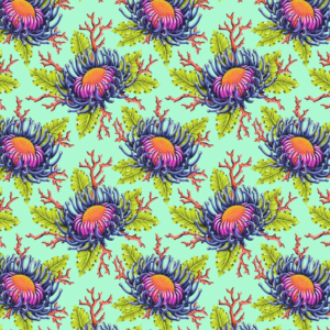 Tula Pink Floral Reef PWTP265 seafoam friends and anemones prijs per 25 cm