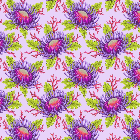 Tula Pink Floral Reef PWTP265 ultra violet friends and anemones prijs per 25 cm