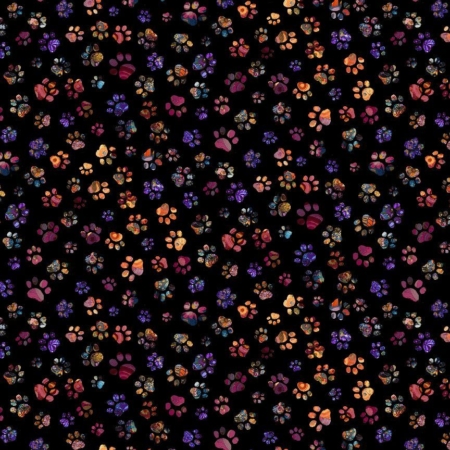 CD 4115 black Floral paw prints cats