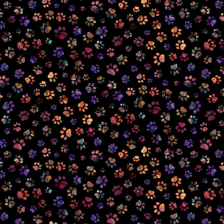 CD 4115 black Floral paw prints cats